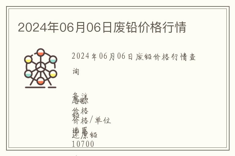 2024年06月06日廢鉛價(jià)格行情