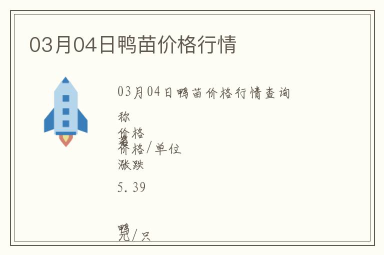 03月04日鴨苗價格行情
