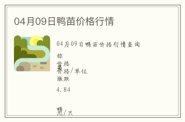 04月09日鴨苗價(jià)格行情