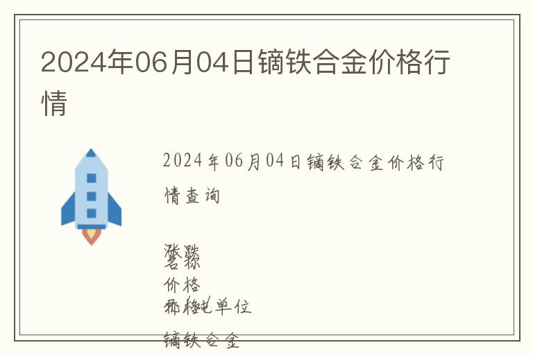 2024年06月04日鏑鐵合金價格行情