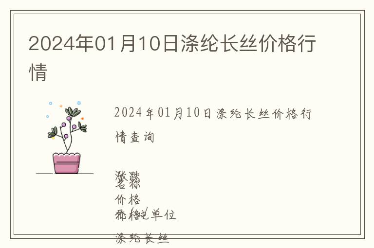 2024年01月10日滌綸長(zhǎng)絲價(jià)格行情
