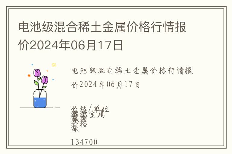 電池級混合稀土金屬價格行情報價2024年06月17日