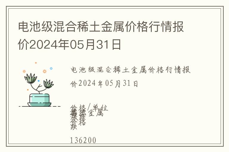 電池級(jí)混合稀土金屬價(jià)格行情報(bào)價(jià)2024年05月31日