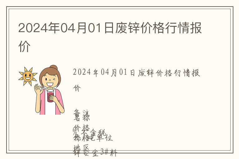 2024年04月01日廢鋅價(jià)格行情報(bào)價(jià)