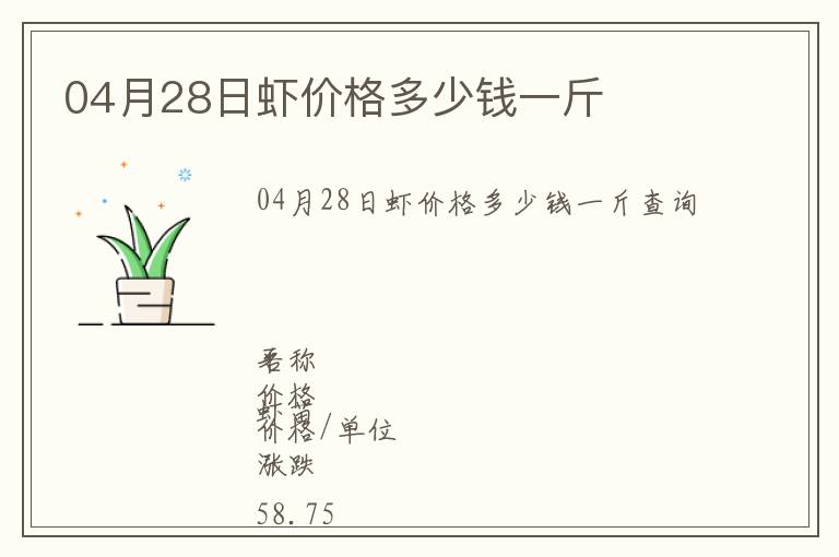 04月28日蝦價格多少錢一斤