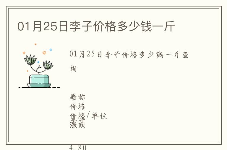 01月25日李子價(jià)格多少錢一斤