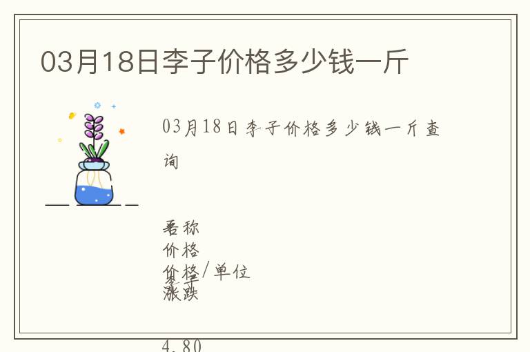 03月18日李子價格多少錢一斤