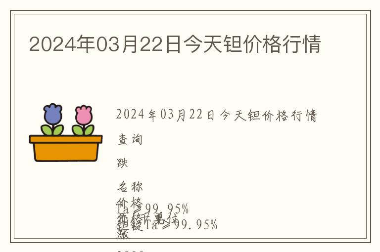 2024年03月22日今天鉭價(jià)格行情