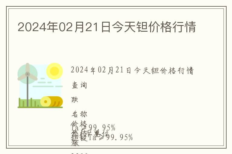 2024年02月21日今天鉭價(jià)格行情