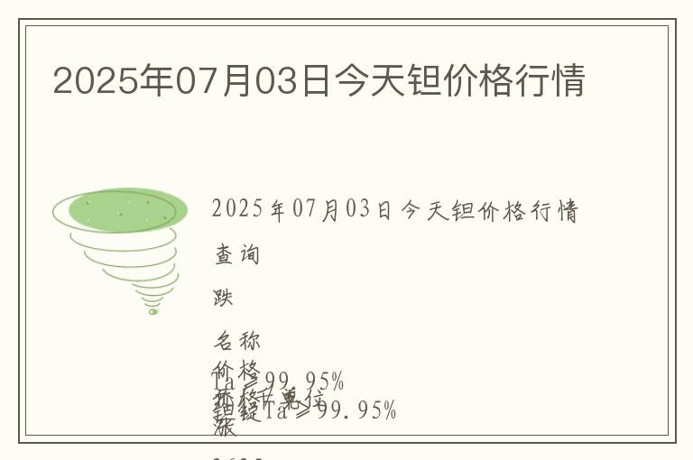 2025年07月03日今天鉭價格行情