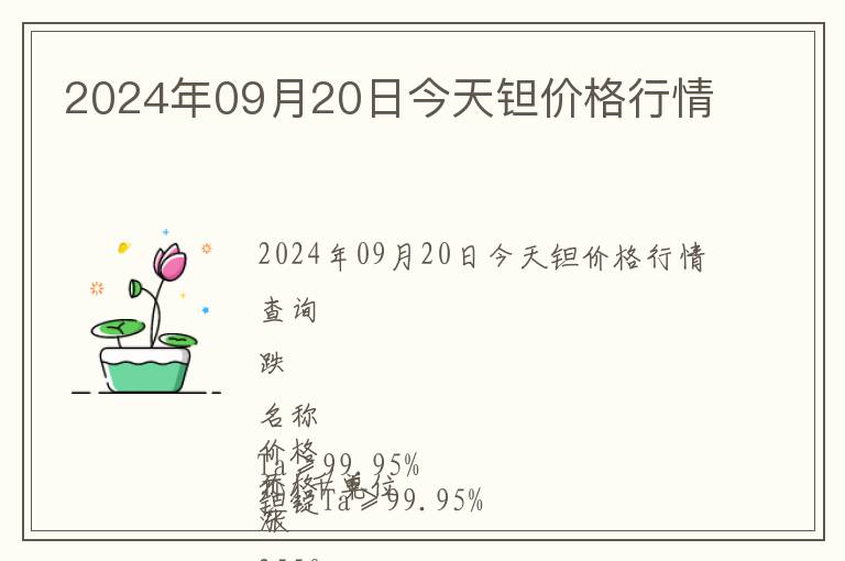 2024年09月20日今天鉭價格行情