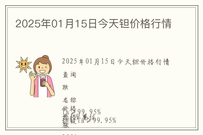 2025年01月15日今天鉭價(jià)格行情