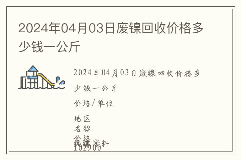 2024年04月03日廢鎳回收價(jià)格多少錢一公斤