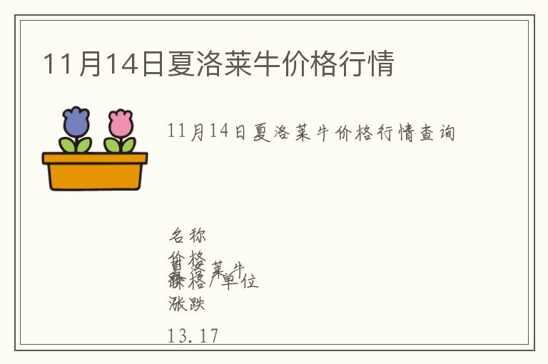 11月14日夏洛萊牛價(jià)格行情