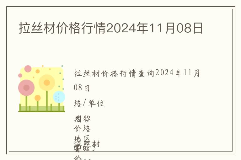 拉絲材價格行情2024年11月08日