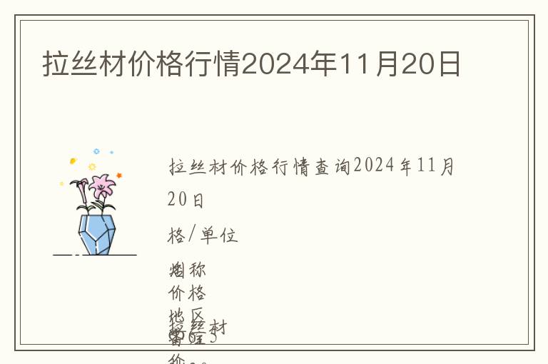 拉絲材價(jià)格行情2024年11月20日