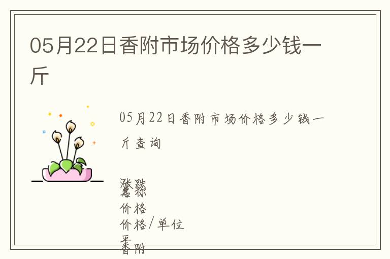 05月22日香附市場(chǎng)價(jià)格多少錢一斤