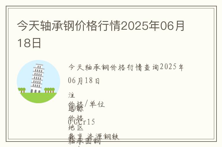 今天軸承鋼價格行情2025年06月18日