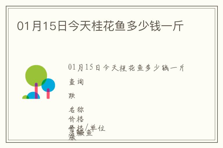01月15日今天桂花魚(yú)多少錢(qián)一斤