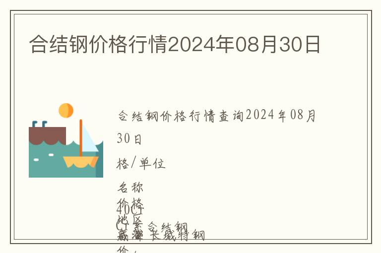 合結鋼價格行情2024年08月30日