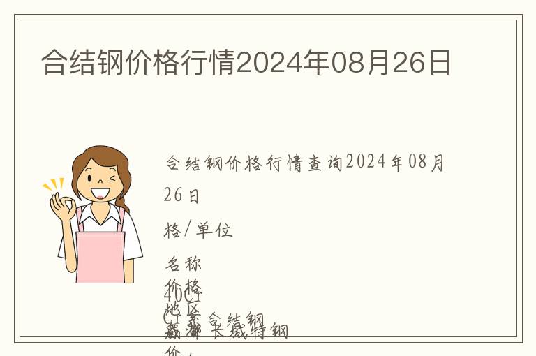 合結鋼價格行情2024年08月26日