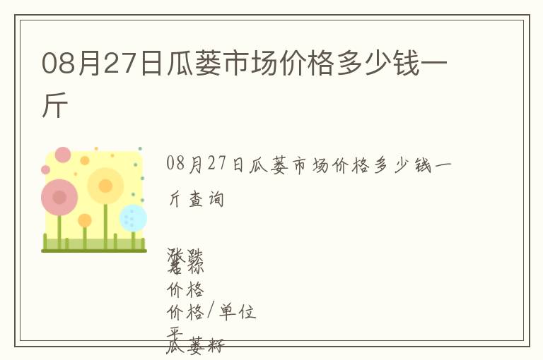 08月27日瓜蔞市場價(jià)格多少錢一斤