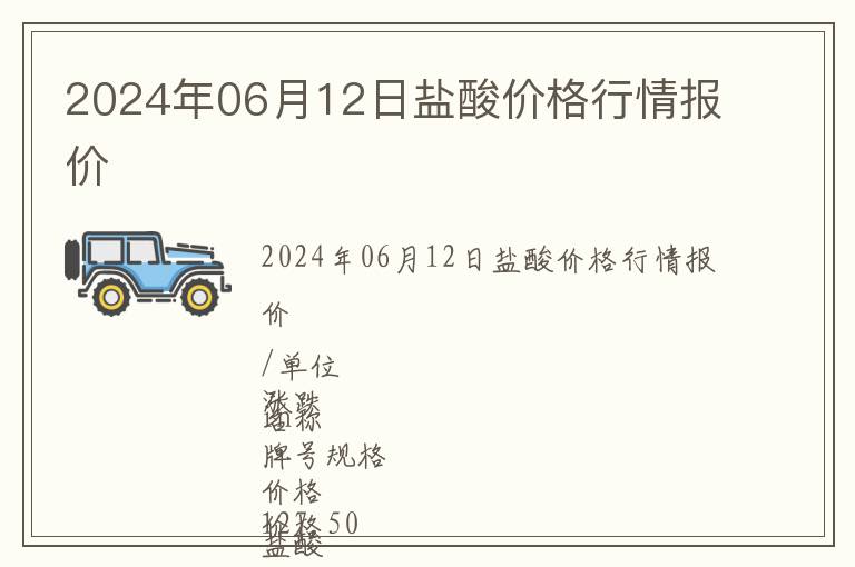 2024年06月12日鹽酸價(jià)格行情報(bào)價(jià)
