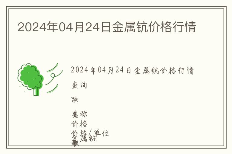 2024年04月24日金屬鈧價(jià)格行情