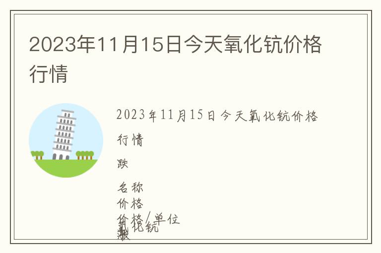 2023年11月15日今天氧化鈧價(jià)格行情