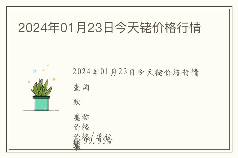 2024年01月23日今天銠價格行情