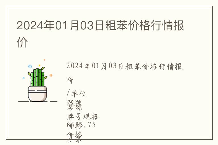 2024年01月03日粗苯價格行情報價