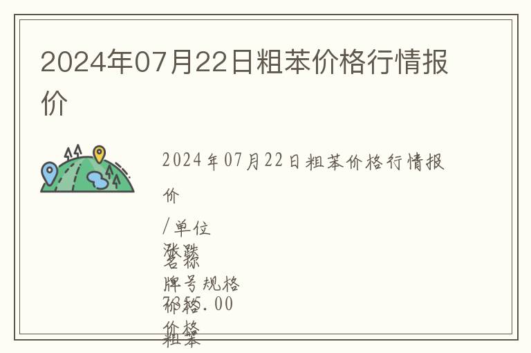 2024年07月22日粗苯價格行情報價