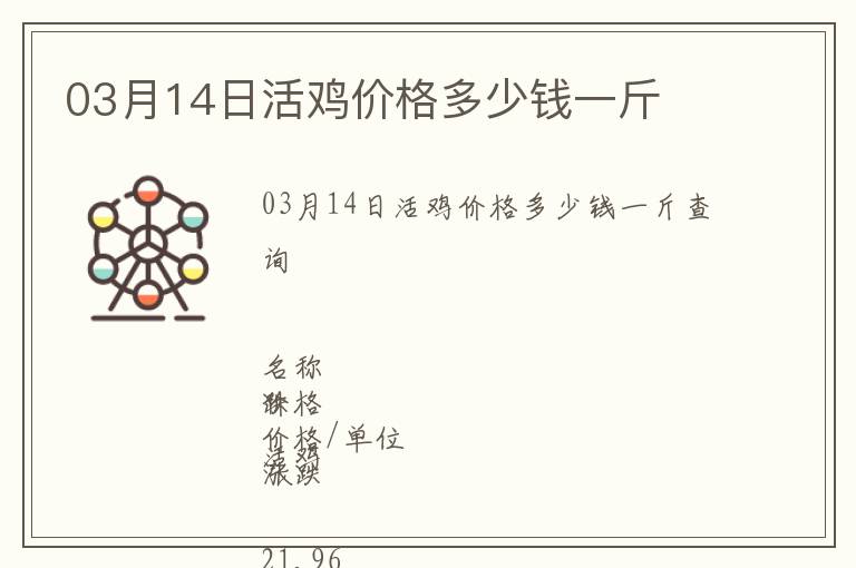 03月14日活雞價格多少錢一斤