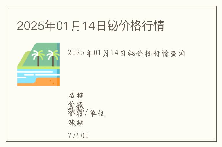 2025年01月14日鉍價(jià)格行情