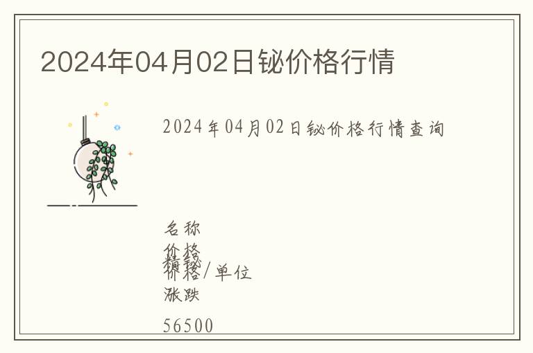 2024年04月02日鉍價(jià)格行情