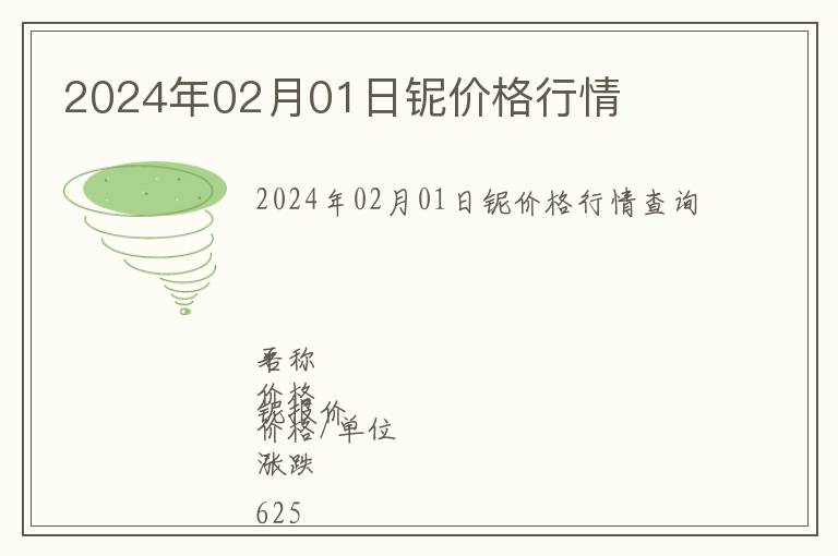 2024年02月01日鈮價格行情