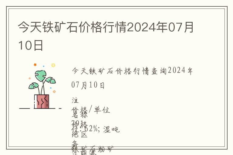 今天鐵礦石價(jià)格行情2024年07月10日