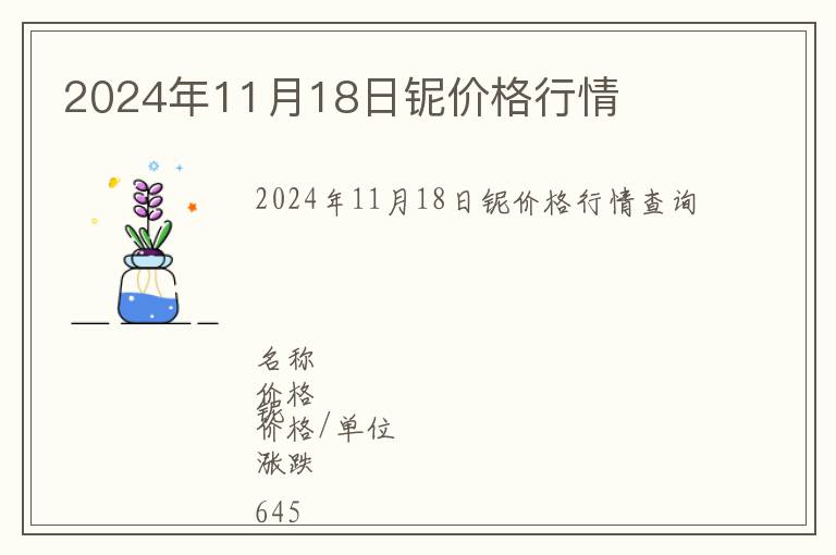 2024年11月18日鈮價(jià)格行情