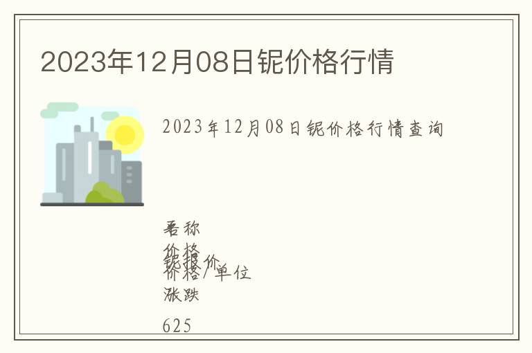 2023年12月08日鈮價(jià)格行情