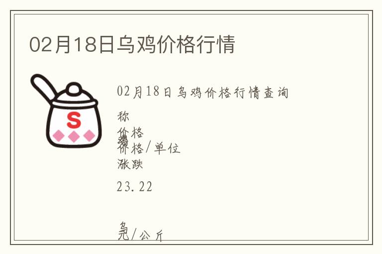 02月18日烏雞價(jià)格行情
