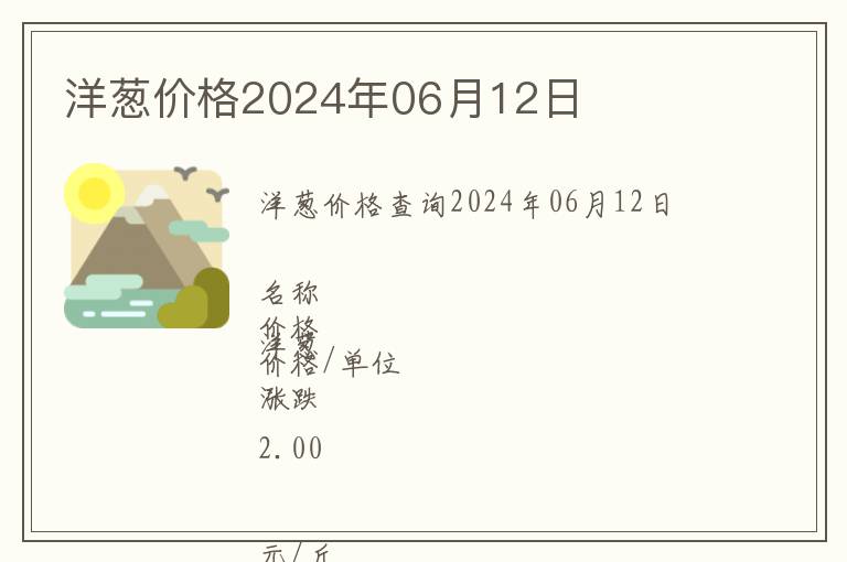洋蔥價(jià)格2024年06月12日