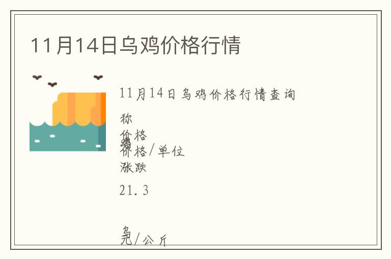 11月14日烏雞價(jià)格行情
