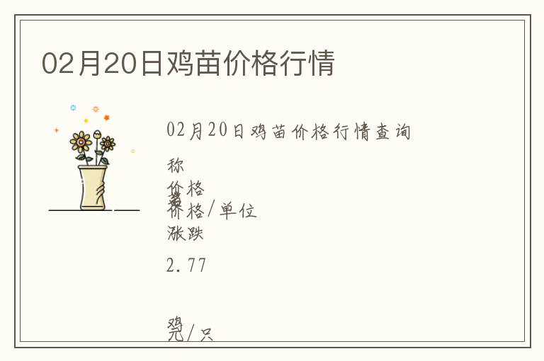 02月20日雞苗價格行情