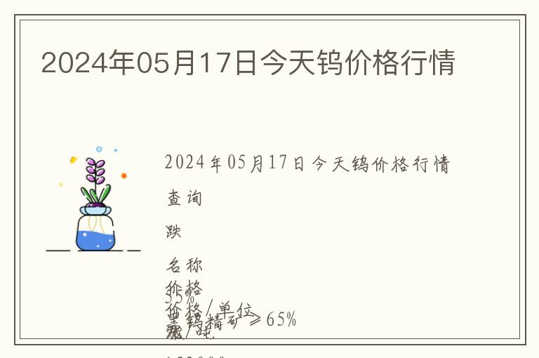 2024年05月17日今天鎢價(jià)格行情