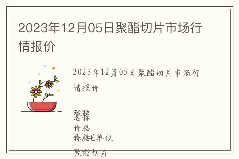 2023年12月05日聚酯切片市場(chǎng)行情報(bào)價(jià)