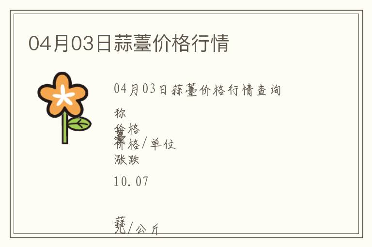 04月03日蒜薹價(jià)格行情