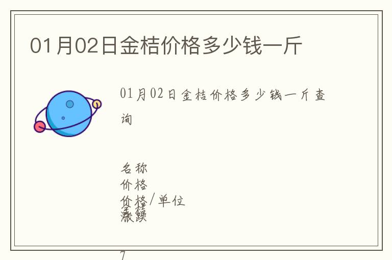 01月02日金桔價(jià)格多少錢一斤