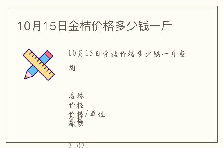10月15日金桔價(jià)格多少錢一斤