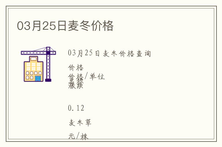 03月25日麥冬價(jià)格