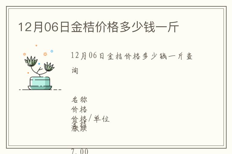 12月06日金桔價(jià)格多少錢(qián)一斤